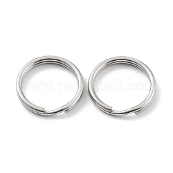 304 Stainless Steel Split Key Rings, Keychain Clasp Findings, 2-Loop Round Ring, Stainless Steel Color, 20x2.5mm, Single Wire: 1.25mm