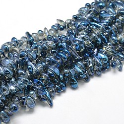 Полный радуги покрытием чип стеклянной бусины пряди, Marine Blue, 4~7x11~16x7 мм, отверстие : 1 мм, около: 22 дюйм