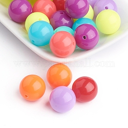 Fluorescence Acrylic Beads, Round, Mixed Color, 16mm, Hole: 2mm, about 210pcs/500g