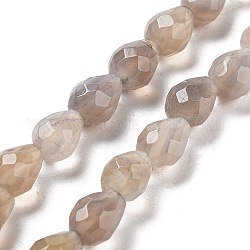 Fili di perle agata grigio naturale , sfaccettato a goccia, 10x7mm, Foro: 1.2 mm, circa 20pcs/filo, 7.87'' (20 cm)