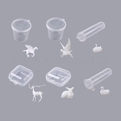 Diyエポキシ樹脂材料充填  動物  ディスプレイ装飾用  透明ボックス付き  混合形状  ホワイト  8.5~32x8.5~32x4~16mm