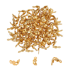 Unicraftale 100 pièces embouts de perles dorées embouts de calotte en acier inoxydable couvercles de noeuds à clapet ouverts embouts de perles repliables embouts de petit trou de 1-1.5 mm pour noeuds et accessoires de sertissage artisanat de 4 mm de diamètre