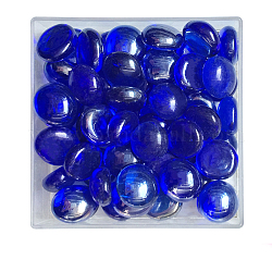 Cabochons en verre transparent, demi-rond / dôme, carreaux de mosaïque pour l'artisanat bricolage, bleu, 13~18x8 mm, environ 325~350 pcs / 1000 g