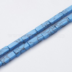 Abalorios de turquesas sintéticas hebras, cuboides, 13~13.5x3~5x3~5mm, agujero: 0.5 mm, aproximamente 29~31 pcs / cadena, 15.3~15.7 pulgada (390~400 mm)