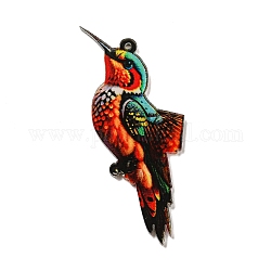 Décorations de pendentifs en acrylique imprimés d'animaux de dessin animé, oiseau, 59.5x27.5x2mm, Trou: 1.5mm
