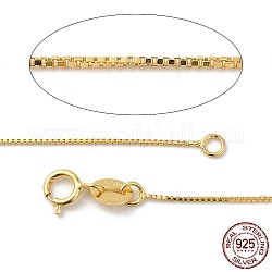 925 стерлингового серебра цепи коробки ожерелья, с застежками пружинного кольца, с 925 маркой, золотые, 18 дюйм (45 см), 0.65 мм