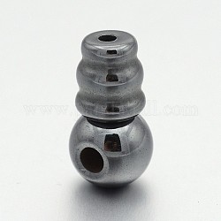 Unmagnetische synthetischen Hämatit 3-Loch-Guru Perlen, T-Perlen gebohrt, Schwarz, 15x8 mm, Bohrung: 1.7 mm