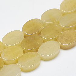 Chapelets de perles en jade topaze naturelle, ovale, 14~15x10~11x5mm, Trou: 1mm, Environ 28 pcs/chapelet, 15.3 pouce ~ 16.1 pouces