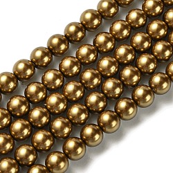 Brins de perles rondes en verre teinté écologique, Grade a, cordon en coton fileté, Pérou, 8mm, Trou: 0.7~1.1mm, Environ 52 pcs/chapelet, 15 pouce