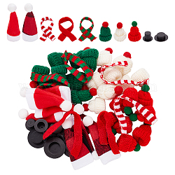 ARRICRAFT 80Pcs 10 Style Christmas Theme Wine Bottle Cover Sets, Including Woolen Hats, Plastic Cap and Woolen Yarn Scarf, Mixed Color, 85x45x2~16mm, Inner Diameter: 27.5mm, 8pcs/style