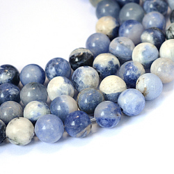 Chapelets de perle ronde en sodalite naturelle, 10~10.5mm, Trou: 1.2mm, Environ 36 pcs/chapelet, 15.5 pouce