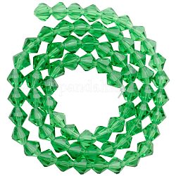 Faceted Imitation Austrian Crystal Bead Strands, Grade AAA, Diamond, Lime Green, 6x6mm, Hole: 1mm, about 68pcs/strand, 15.7 inch