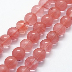 Chapelets de perles en verre de quartz de cerise, ronde, 20mm, Trou: 1.5mm, Environ 20 pcs/chapelet, 14.76 pouce (37.5 cm)