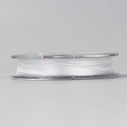 Filo elastico perline elastico resistente, filo di cristallo elastico piatto, bianco, 0.8mm, circa 10.93 iarde (10 m)/rotolo