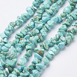 Chapelets de perles en turquoise synthétique, teinte, puces, 5~8x5~8mm, Trou: 0.8mm, 31 pouce