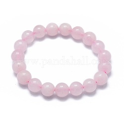 Bracelets élastiques en perles de quartz rose naturelle, ronde, teinte, 2 pouce ~ 2-3/8 pouces (5~6 cm), perle: 5.8~6.8 mm
