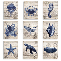 SUPERDANT Ocean Theme Canvas Wall Art Unframed Prints Art 9 Styles Sea Animal Decorative Painting Octopus Pictures Crab Seaturtle Seahorse Decor for Bathroom Artwork Living Room Home Decorations