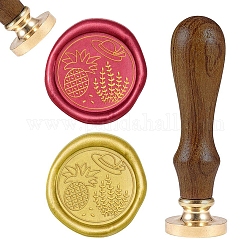 Timbre de sceau de cire en bois bricolage, motif de fruits, 83x22mm, tête: 7.5 mm, timbres: 25x14.5mm