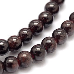 Grenat perles rondes brins, 6mm, Trou: 1mm, Environ 62 pcs/chapelet, 15.3 pouce