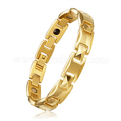 Bracelets de bande de montre de chaîne de panthère d'acier inoxydable de Shegrace, avec des fermoirs de bande de montre, or, 8-1/4 pouce (21 cm)