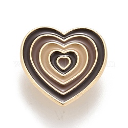 Heart Enamel Pin, Creative Alloy Badge for Backpack Clothes, Golden, Brown, 24x23x1.5mm