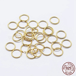 925 Sterling Silber offene Biegeringe, runde Ringe, echtes 18k vergoldet, 19 Gauge, 7x0.9 mm, Innendurchmesser: 5 mm, ca. 80 Stk. / 10 g