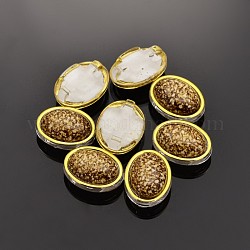 Genähte Taiwan Acrylperlen, Multi-Strang-Verbinder, Bekleidungszubehör, Oval, dunkel Goldrute, golden, 20.5x16x9 mm, Bohrung: 1 mm