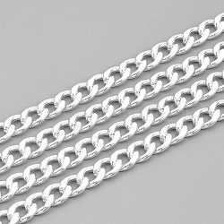 304 Stainless Steel Cuban Link Chains, Chunky Curb Chains, Twisted Chains, Unwelded, with Spool, Silver Color Plated, 9x6x1.6mm, about 32.8 Feet(10m)/roll