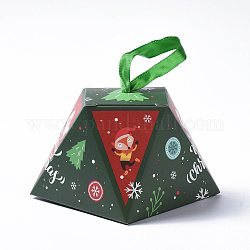 クリスマスギフトボックス  リボン付き  ギフトラッピングバッグ  プレゼント用キャンディークッキー  グリーン  8.1x8.1x6.4cm
