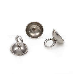 Bélière pendentif coupelles en 201 acier inoxydable, pour les pendants de couverture de bulle de verre de globe, couleur inoxydable, 6x6mm, Trou: 2.5mm