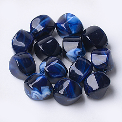 Acrylic Beads, Imitation Gemstone Style, Nuggets, Dark Blue, 15.5x12x12mm, Hole: 1.8mm