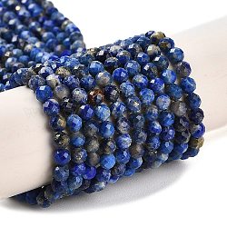 Chapelets de perles en lapis-lazuli naturel, facette, ronde, 3mm, Trou: 0.6mm, Environ 122~124 pcs/chapelet, 15.35'' (39~39.5 cm)