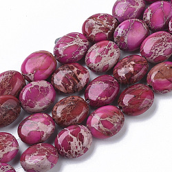 Hilos de cuentas de jaspe imperial natural, teñido, oval, color de rosa caliente, 10x8x4.5mm, agujero: 1 mm, aproximamente 39 pcs / cadena, 15.55 pulgada (39.5 cm)