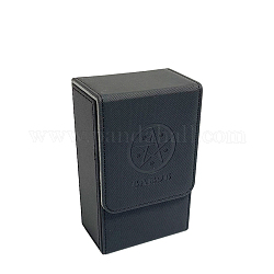 Tarotkarten-Aufbewahrungsboxen aus rechteckigem Stern-PU-Leder, Spielkarten-Organizer mit Magnetverschlüssen, Schwarz, 8.6x5.7x13.7 cm