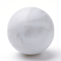 Perle di silicone ecologiche per uso alimentare, tondo, Gainsboro, 14~15mm, Foro: 2 mm