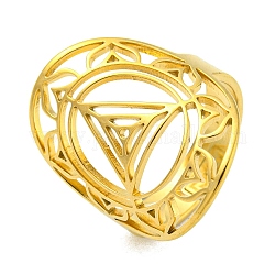 Anillo con loto 304 anillos ajustables de acero inoxidable, anillo de dedo hueco para hombres y mujeres, dorado, diámetro interior: 18 mm