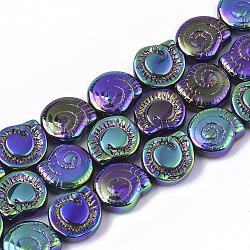 Стеклянные бусины с гальваническим покрытием , форма спиральной оболочки, фиолетовые, 12x11.5x4.5 мм, отверстие : 1 мм, около 50~51 шт / нитка, 24.41 дюйм (62 см)