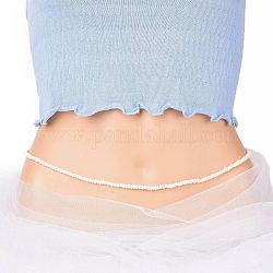 Taillenperlen, Glassaatperlen-Stretch-Taillenkette für Frauen, beige, 31-1/2 Zoll (80 cm), Perlen: 5 mm