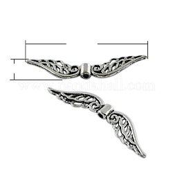 Tibetan Style Beads, Cadmium Free & Lead Free, Wing, Antique Silver, 7x32x1mm, Hole: 1mm
