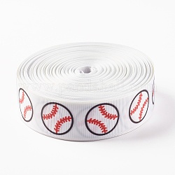 Einseitig bedruckte Polyester-Ripsbänder mit Baseball-Print, weiß, 1 Zoll (25 mm), 03 mm