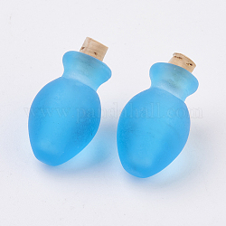 Handmade lampwork Parfümflasche Anhänger, ätherische Ölflasche, matt, Deep-Sky-blau, 29~30 mm, Bohrung: 5~5.5 mm, Flaschenkapazität: 0.5~1 ml (0.017~0.03 fl. oz)