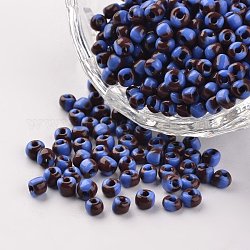 6/0 Opaque Colours Seep Glass Beads, Round Seed Beads, Cornflower Blue, 3.5~4x2.5~3mm, Hole: 0.5mm, about 5500pcs/450g