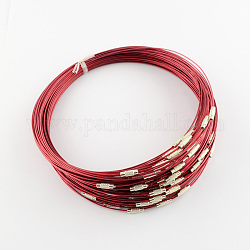 Stahldraht Armband Schnur DIY Schmuckherstellung, mit Messing-Gewindeverschluss, indian red, 225x1 mm