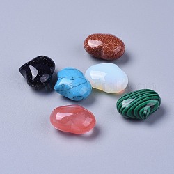 Cuentas de piedras preciosas mixtas sintéticas, sin agujero / sin perforar, corazón, 20x25x11~13mm