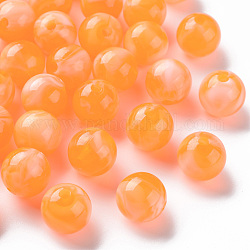 Acryl-Perlen, Nachahmung Edelstein, Runde, dunkelorange, 12 mm, Bohrung: 2 mm, ca. 560 Stk. / 500 g