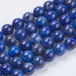 Lapislázuli natural (pegamento de color relleno) cordones de perlas, teñido, Grado A, redondo, 8mm, agujero: 0.8 mm, aproximamente 46 pcs / cadena, 15.3 pulgada
