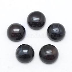Cabochons de ágata negro naturales, plano y redondo, teñido, 8x3~4mm