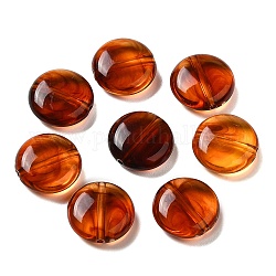 Abalorios de acrílico transparentes, plano y redondo, coco marrón, 11.5x4.5mm, agujero: 1.2 mm, aproximamente: ​​1150 unidades / 500 g