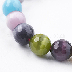 Katzenauge Perlen Stränge, facettiert, Runde, Mischfarbe, 11~11.5 mm, Bohrung: 2 mm, ca. 33 Stk. / Strang, 14.7 Zoll (37.5 cm)