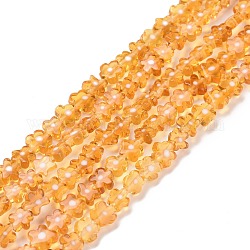 Chapelets de perle de millefiori en verre manuelles, fleur, orange, 5.5~8x2.5mm, Trou: 1mm, Environ 64~67 pcs/chapelet, 15.75 pouce ~ 16.34 pouces (40~41.5 cm)